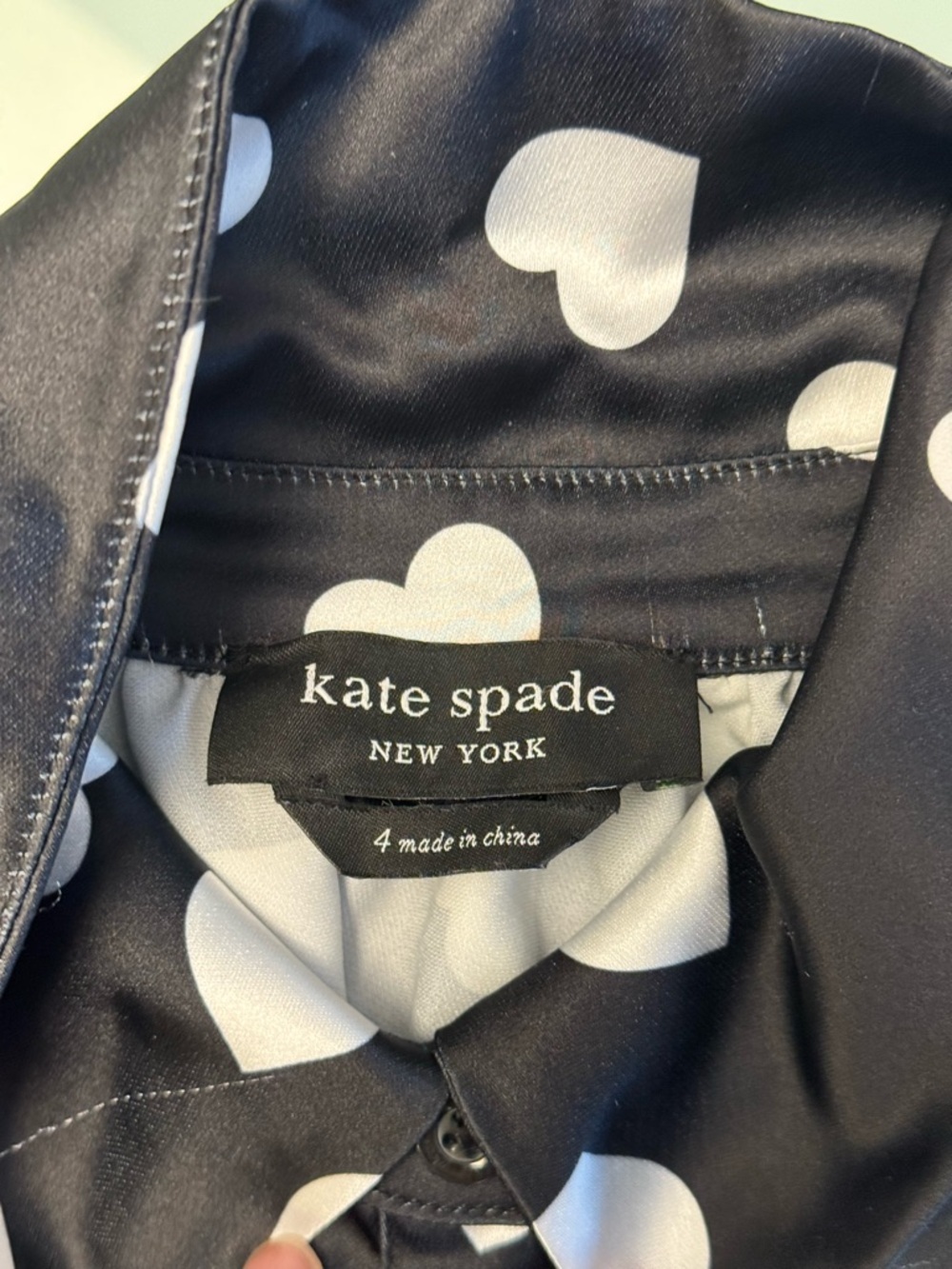 NWOT Kate Spade Black Heart Print Puff Sleeve Midi Shirtdress - 4 - Fabric Note! - Picture 12 of 13